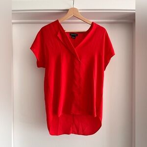 Trouve Vibrant Red Silk Blouse. Size S
